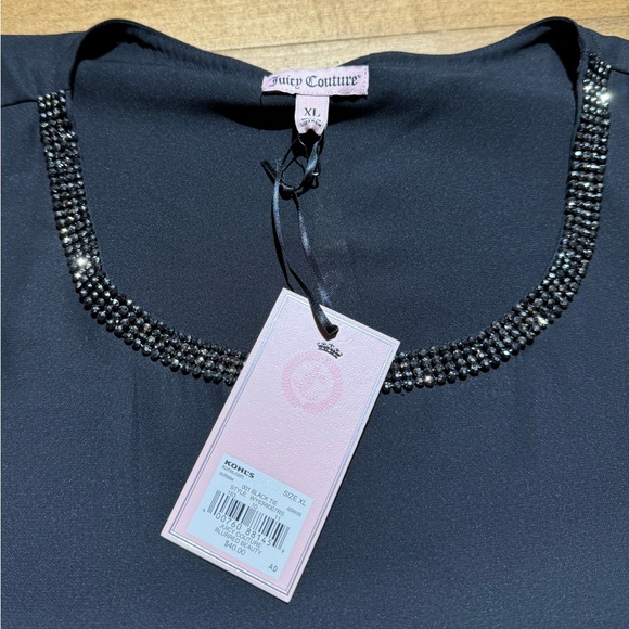 (NWT) Women’s Juicy Couture Blurred Beauty Black Top Style No. #WY63W007RS Sz XL - Picture 3 of 4
